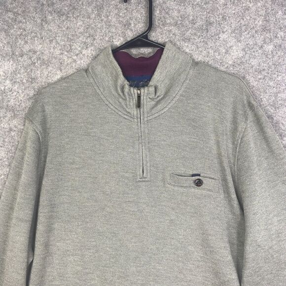 Ted Baker London Gray Men's Long Sleeve 1/4 Zip Up Pullover Sweater Sz 7 - Picture 2 of 7